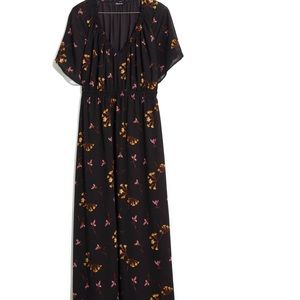 NWT Madewell black and floral midi dress. Medium